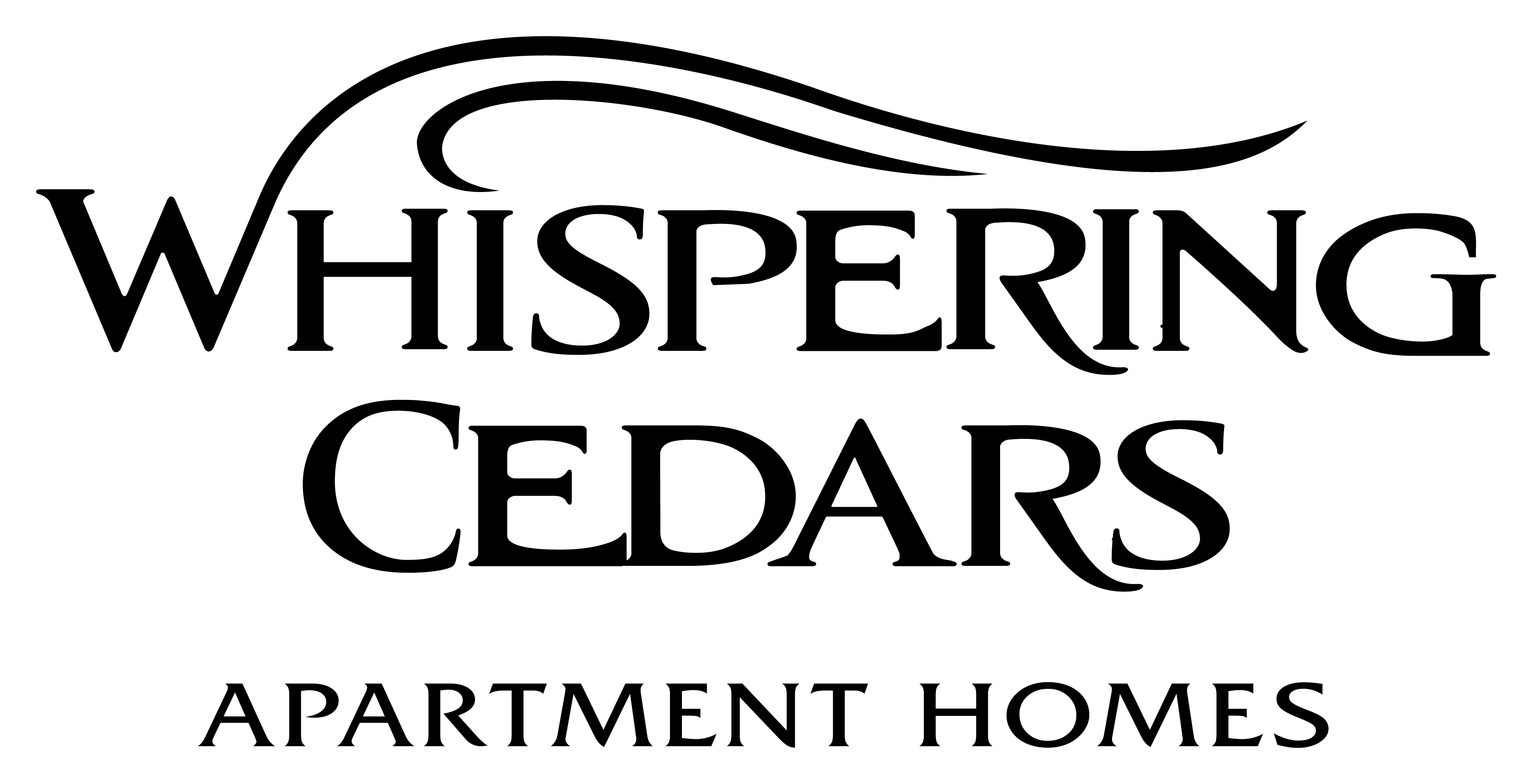 an image of the whispering cedars apartment homes logo